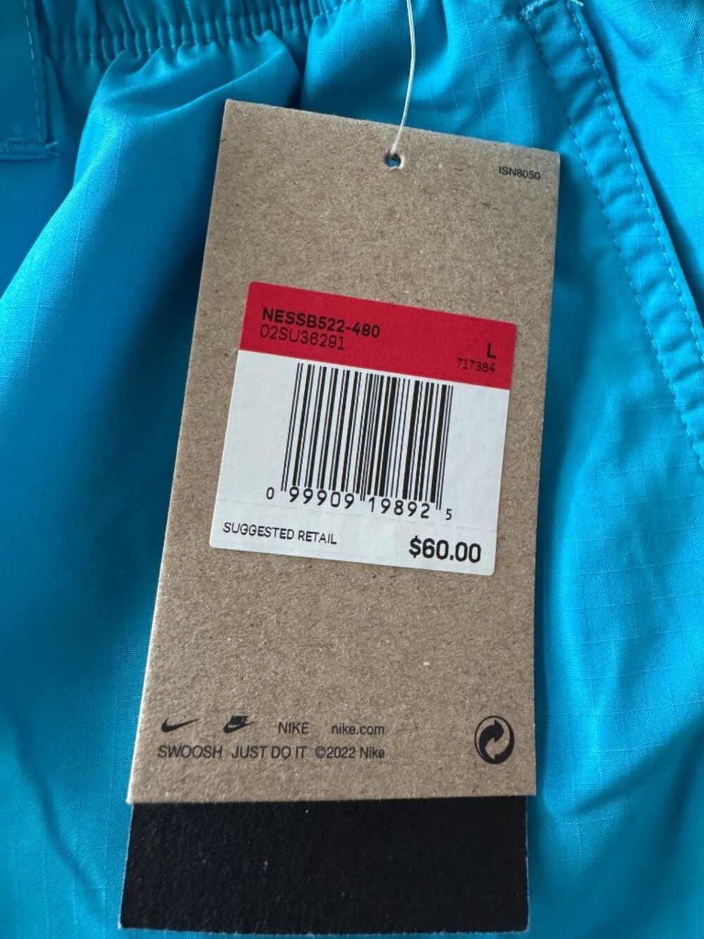Nike Swim Blue Belted Packable 5" Volley Short NESSB522-480 Mens L NEW with Tags - Picture 3 of 12